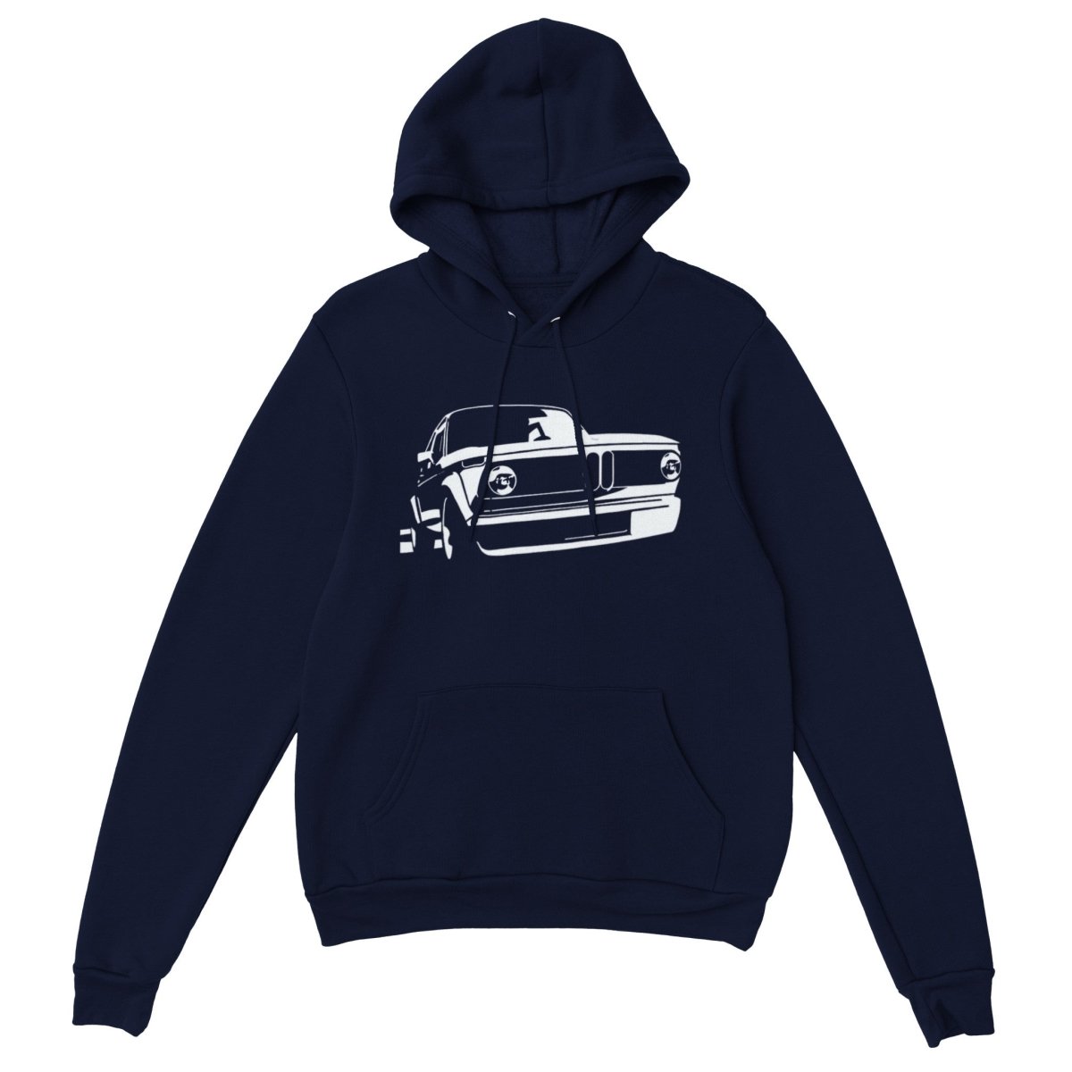 MotorweaR BMW E10 Premium Unisex BMW Hoodie white print - MotorweaR - navy