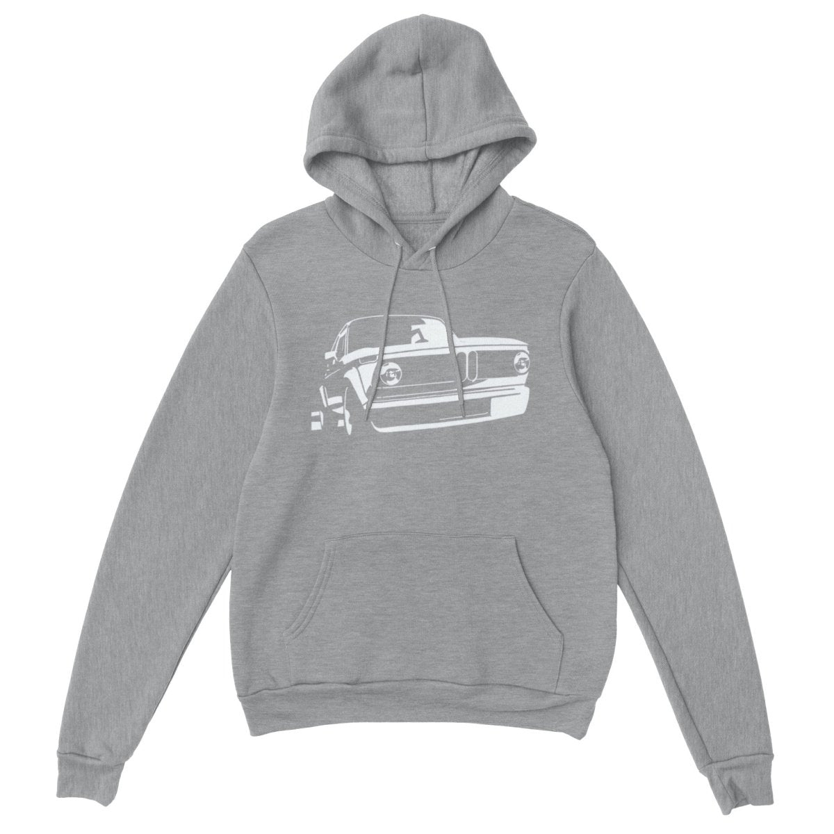 MotorweaR BMW E10 Premium Unisex BMW Hoodie white print - MotorweaR - grey