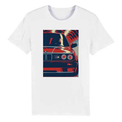 BMW t shirt BMW E30 Artwork Organic Unisex Crewneck BMW t-shirt - MotorweaR - white