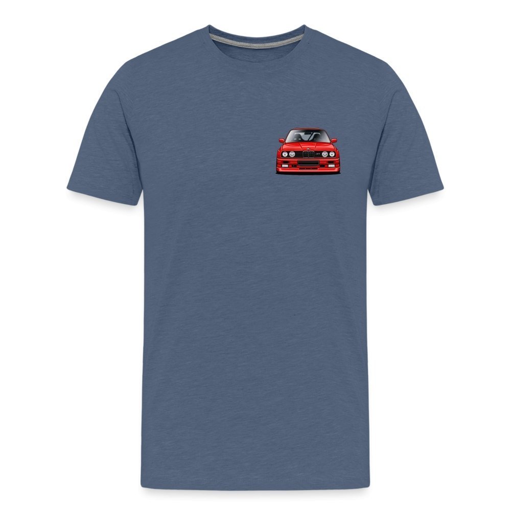 BMW t shirt Men’s Premium BMW E30 M3 Heart BMW T-Shirt - MotorweaR - blue