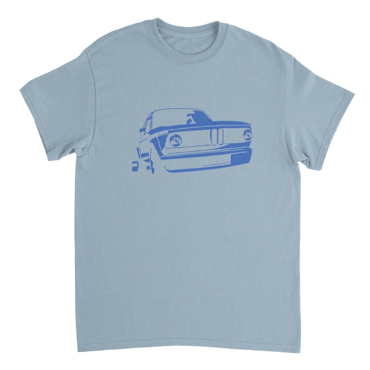 BMW t shirt men´s Vintage BMW E10 BMW T-Shirt, blue print - MotorweaR - light blue