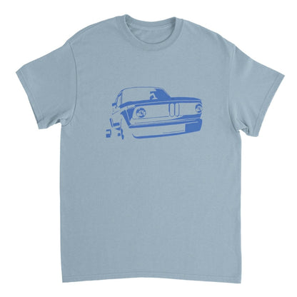 BMW t shirt men´s Vintage BMW E10 BMW T-Shirt, blue print - MotorweaR - light blue