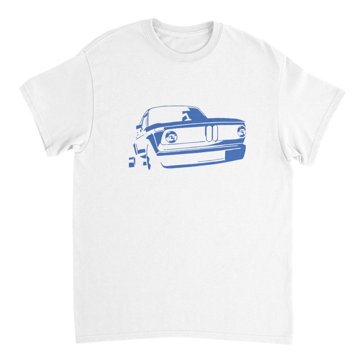 BMW t shirt men´s Vintage BMW E10 BMW T-Shirt, blue print - MotorweaR - white