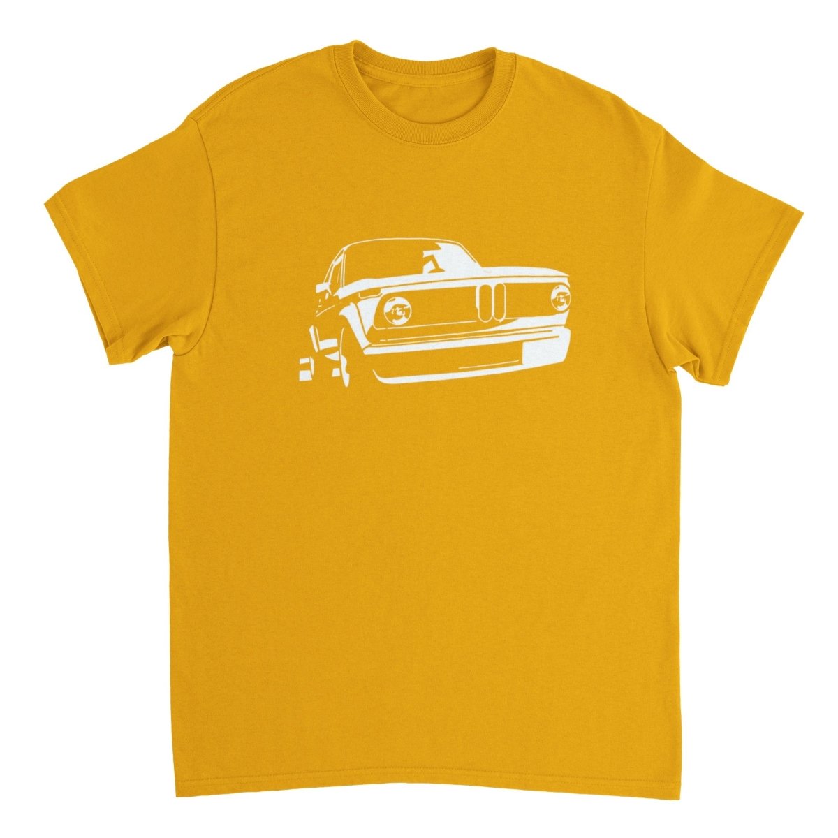 BMW t shirt men´s Vintage BMW E10 BMW T-Shirt, white print - MotorweaR - gold