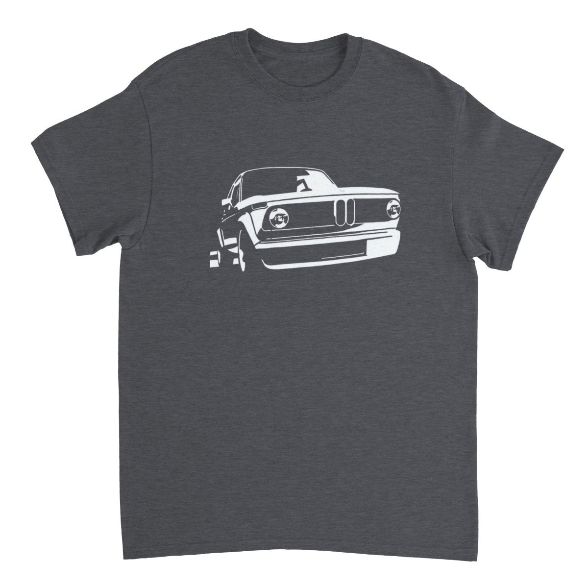 BMW t shirt men´s Vintage BMW E10 BMW T-Shirt, white print - MotorweaR - dark grey