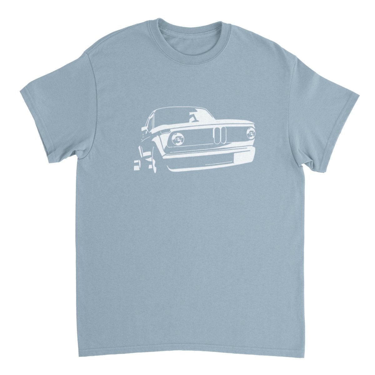 BMW t shirt men´s Vintage BMW E10 BMW T-Shirt, white print - MotorweaR - light blue